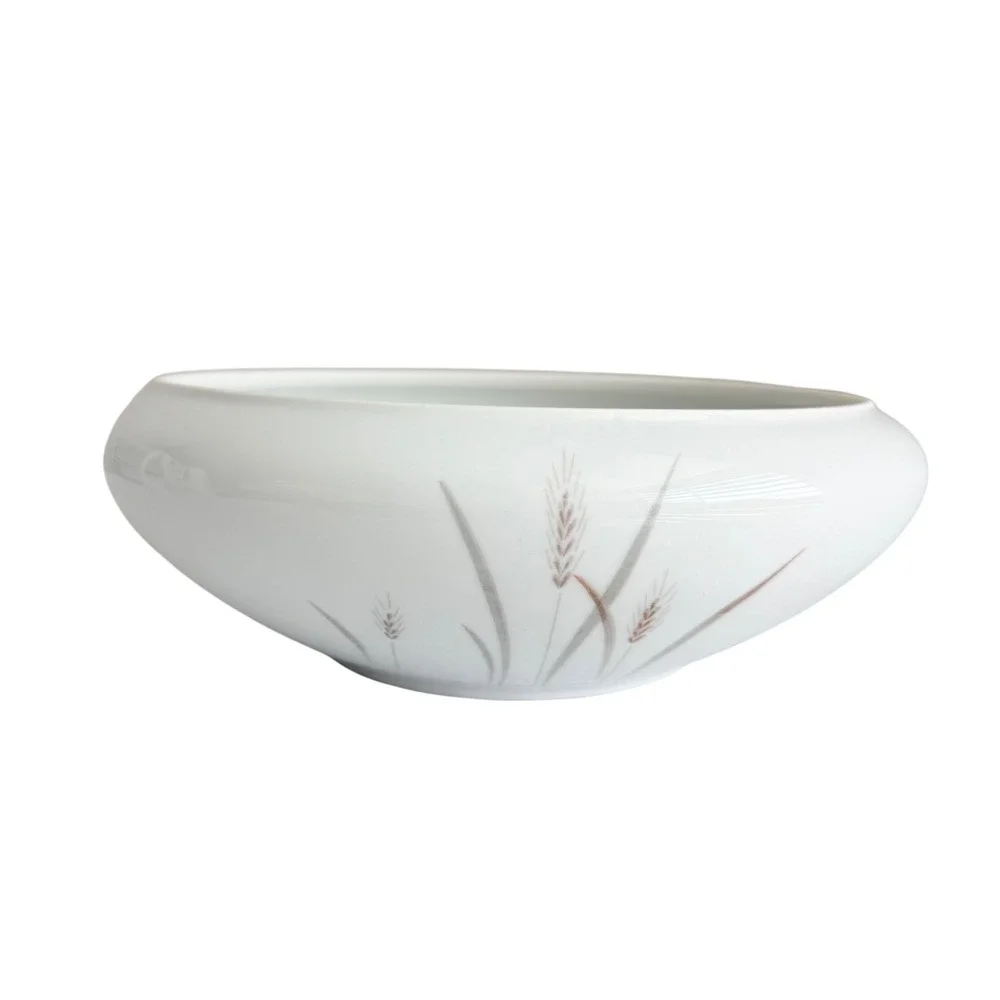 Platinum Wheat Serving Bowl Fine China 8.5 Inch White Elegant Japan MCM Decor
